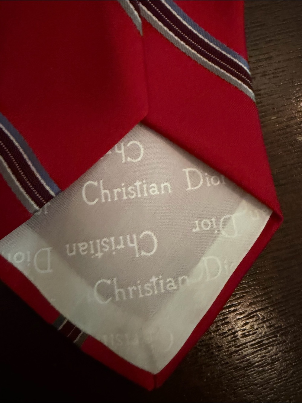 Dior Women’s Tie Red Striped Silk - Picture 7 of 7